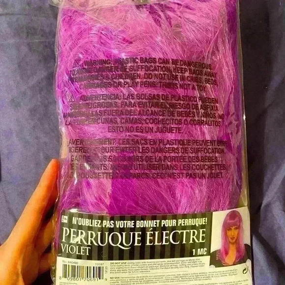 Purple Wig - Pic of how it looks attached - Picture 2 of 3